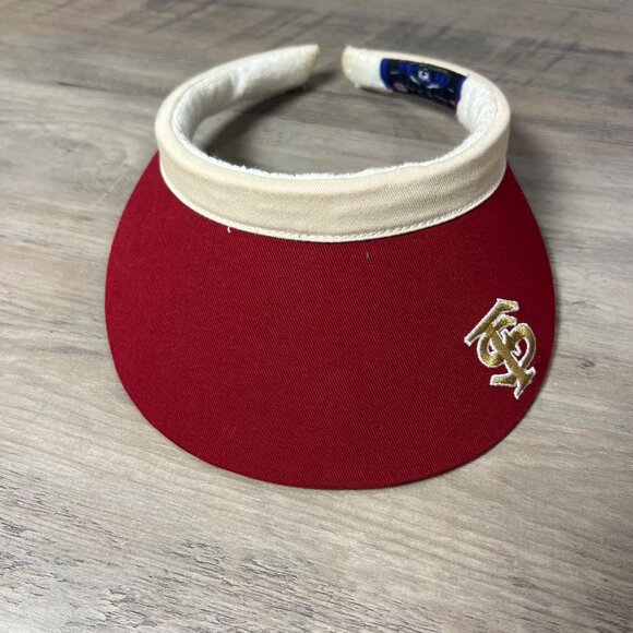 Collegiate Pacific Accessories - Vintage FSU Embroidered Red & Cream Visor Headband - Adjustable & Comfortable
